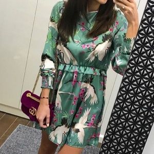 ZARA HERON PRINT DRESS---NWT